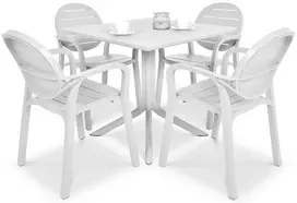 Lauko baldų komplektas PALMA/CLIP 4+1, Bianco