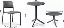 Lauko baldų komplektas BORA BISTROT/SPRITZ 2+1, Antracite