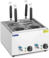 Royal Catering Makaronų virimo aparatas, makaronų viryklė su čiaupais, 4 krepšeliai, 2 x 6,5 l, 3000 W