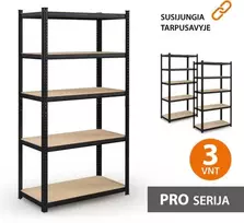 Tonro Sandėliavimo lentynos stelažai 180x90x40 PRO Juoda (3 vnt)