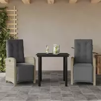 Lauko baldų komplektas Bistro komplektas su pagalvėlėmis, 3 dalių, pilkas, poliratanas