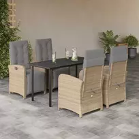 Lauko baldų komplektas Sodo komplektas su pagalvėlėmis, 5 dalių, smėlio, poliratanas