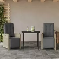 Lauko baldų komplektas Bistro komplektas su pagalvėlėmis, 3 dalių, pilkas, poliratanas