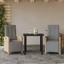 Lauko baldų komplektas Bistro komplektas su pagalvėlėmis, 3 dalių, smėlio, poliratanas