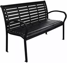 Sodo suoliukas, juodos spalvos, 116cm, plienas ir WPC