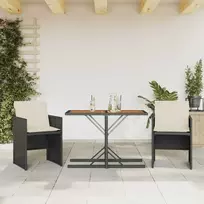 Lauko baldų komplektas Bistro komplektas su pagalvėlėmis, 3 dalių, juodas, poliratanas