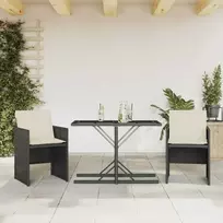 Lauko baldų komplektas Bistro komplektas su pagalvėlėmis, 3 dalių, juodas, poliratanas