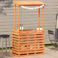 Lauko baro stalas su stogeliu, rudas, 112,5x57x195,5cm, mediena