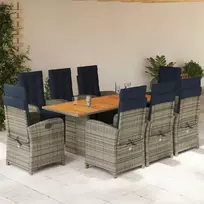 Lauko baldų komplektas Sodo komplektas su pagalvėlėmis, 9 dalių, smėlio, poliratanas