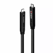 USB Kabelis - LINDY USB 3.2 5Gbps ir DP 1.4 Type C Hibridinis Kabelis (2 juostos), 5Gbps, 4K30Hz, 60W, 8 m, Juodas
