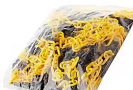 Sprehn 6 mm apsauginė grandinė – geltonas/juodas plastikas. 25 m maišelis. Įskaitant jungiamąsias grandis.