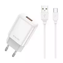 Įkroviklis Jellico EU01 2.4A USB-A + USB-A į USB-C laidas 1.0m baltas