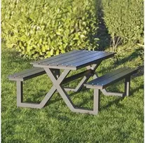 Nsh Nordic Vaikiškas stalo/suolo komplektas HORTUS X-modelis juoda fanera ir antracito spalvos rėmas (801-090)