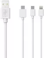 Sinox Beslag Sinox USB 3 in 1 kabelis su Lightning, USB C ir Micro USB. 1 m. Baltas (SOE04960)