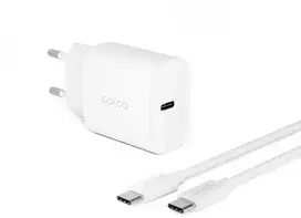 Epico 20 W PD įkroviklio rinkinys su USB-C į USB-C laidu 1,2 m - baltas