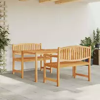Lauko baldų komplektas Sodo valgomojo baldų komplektas, 3 dalių, tikmedžio masyvas