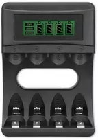 Qoltec Ni-MH AAA AA baterijų įkroviklis su LCD ir USB kabeliu