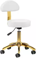 Activeshop Kosmetologinė meistro kėdutė BEAUTY BACKREST ROUND GOLD Baltas