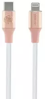 Guess Ebossed Logo USB-C / Lightning kabelis 1.5m Fast Charging - rožinės spalvos