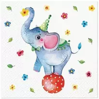 Paw Circus Elephant popierinės servetėlės 33 x 33 cm 20 vnt