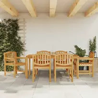 Lauko baldų komplektas Sodo valgomojo baldų komplektas, 7 dalių, tikmedžio masyvas