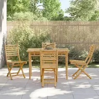 Lauko baldų komplektas Sodo valgomojo baldų komplektas, 5 dalių, bambukas