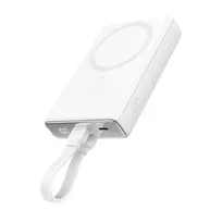 Powerbank Joyroom JR-PBM01 magnetic 10000mAh 20W su stoveliu + Lightning kabelis - USB-C - baltos spalvos