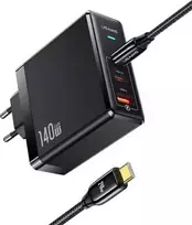 USAMS įkroviklis 2xUSB-C+1xUSB T52PD140W PD greito įkrovimo US-CC168 + U82 USB-C/USB-C US-SJ581 kabelis