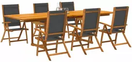 Lauko baldų komplektas Sodo valgomojo komplektas, 7 dalių, akacija ir tekstilenas