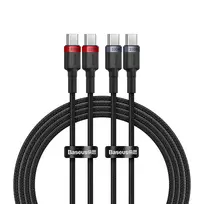 Kabelis Baseus Cafule USB-C į USB-C 100W, 1m, 2 vnt (raudona juoda, pilka juoda)