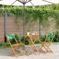 Lauko baldų komplektas Bistro baldų komplektas, 3 dalių, audinys ir mediena, su lapais