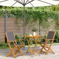 Lauko baldų komplektas Bistro baldų komplektas, 3 dalių, antracito, audinys ir mediena