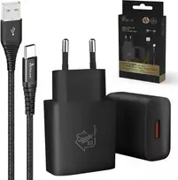 Extralink Smart Life USB Type-A į Type-C kabelis 200cm + 12W įkroviklis, juodas