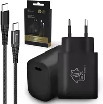 Extralink Smart Life 60W 20V 3A, USB-C-USB-C, 2.0m / 18W PD3.0 5V/3A 9V/2A juodas