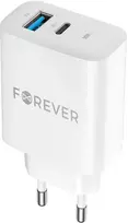 Forever TC-07-30AC PD QC įkroviklis 1x USB-C 1x USB 30W baltas + USB-C – USB-C laidas 60W