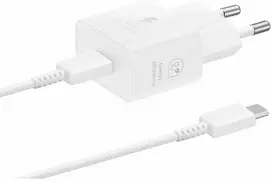 EP-T2510EWE + EP-DN980BWE Samsung USB-C 25W Kelioninis įkroviklis + USB-C Data kabelis baltos spalvos (OOB Bulk)