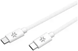 CELLY USBCUSBCCOTT - USB-C TO USB-C COTTON BRAIDED CABLE Baltas (POWER DELIVERY)