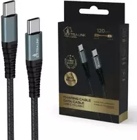 Extralink Smart Life 60W, USB-C - USB-C 120cm, PVC, 5V 2.4A/3A, pilka