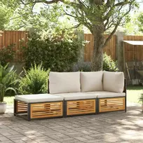 Lauko baldų komplektas Sodo komplektas su pagalvėlėmis, 3 dalių, akacijos masyvas