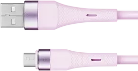 USB - microUSB kabelis 1 m silikoninis rožinis Kruger & Matz Basic