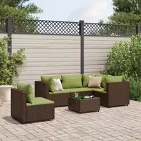 Lauko baldų komplektas Sodo komplektas su pagalvėlėmis, 6 dalių, rudas, poliratanas