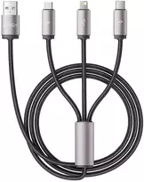 Kabelis 3in1 3.5A 1m USB – USB-C + Lightning + Micro USB Tech-Protect UltraBoost pilkos spalvos