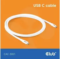 Club 3D Club3D Lifestyle USB-C Kabelis PD 240W,20Gbps 2m baltas St/St mažmeninė prekyba