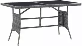 Sodo stalas, pilkos spalvos, 140x80x74cm, poliratanas