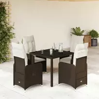 Lauko baldų komplektas Bistro komplektas su pagalvėlėmis, 5 dalių, rudas, poliratanas