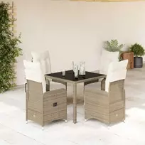 Lauko baldų komplektas Bistro komplektas su pagalvėlėmis, 5 dalių, rudas, poliratanas