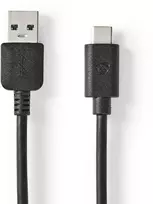 Nedis USB-Kabelis | USB 3.2 Gen 1 | USB-A Stecker | USB-C™ Stecker - 60 W | 5Gbps | Vernickelt | 2.00 m | Rund | PVC | Juodas | Box