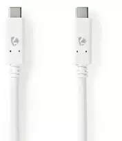 Nedis USB-Kabelis | USB 3.2 Gen 2 | USB-C™ Stecker |USB-C™ Stecker - 100 W | 4K@60Hz | 10Gbps | Vernickelt | 1.00 m | Rund | PVC | Weiss| Box