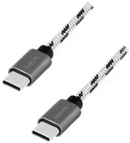 LogiLink USB 2.0 C tipo kabelių rinkinys, C/M į USB-C/M, aliuminis, nailonas, baltas/juodas
