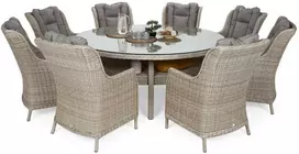 Lauko baldų komplektas Bristol Round Elegant 180 cm, 8+1, rusvai gelsvas / rusvai gelsvas Melange